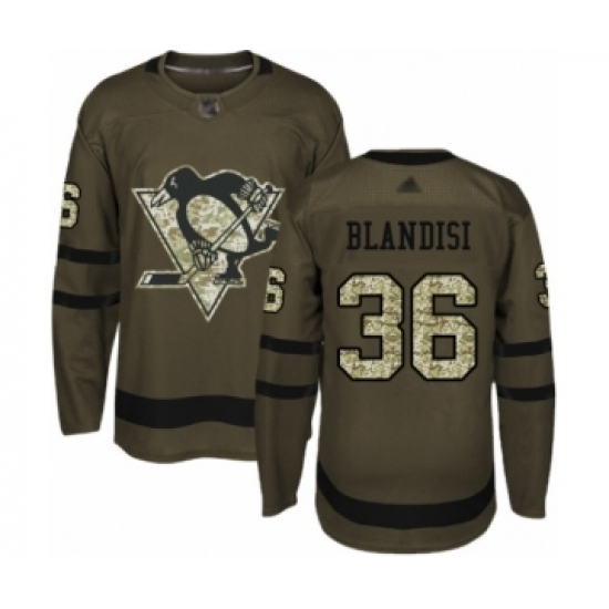Men's Pittsburgh Penguins #36 Joseph Blandisi Authentic Green Salute to Service Hockey Jersey Men's Pittsburgh Penguins #36 Joseph Blandisi Authentic Green Salute to Service Hockey Jersey