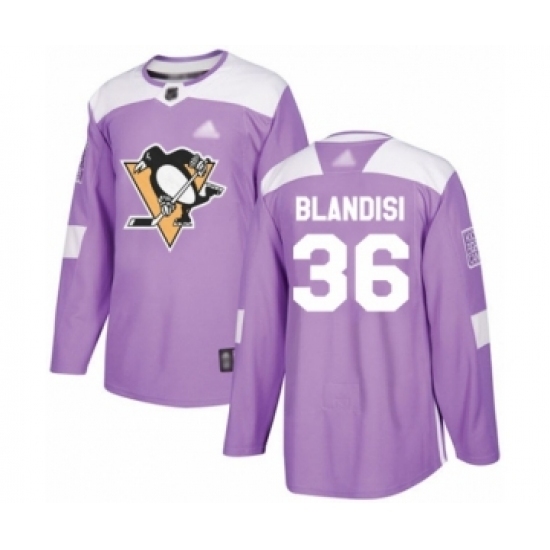 Men's Pittsburgh Penguins #36 Joseph Blandisi Authentic Purple Fights Cancer Practice Hockey Jersey Men's Pittsburgh Penguins #36 Joseph Blandisi Authentic Purple Fights Cancer Practice Hockey Jersey