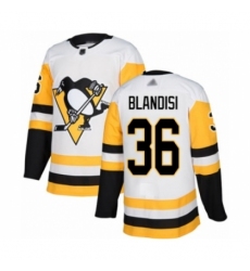 Men's Pittsburgh Penguins #36 Joseph Blandisi Authentic White Away Hockey Jersey