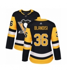 Women's Pittsburgh Penguins #36 Joseph Blandisi Authentic Black Home Hockey Jersey
