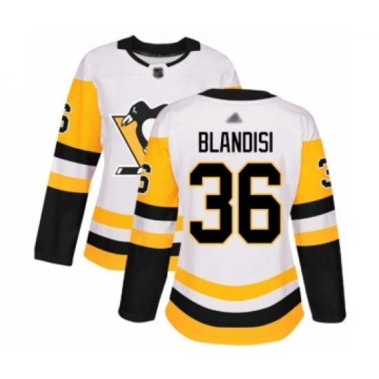 Women's Pittsburgh Penguins #36 Joseph Blandisi Authentic White Away Hockey Jersey Women's Pittsburgh Penguins #36 Joseph Blandisi Authentic White Away Hockey Jersey