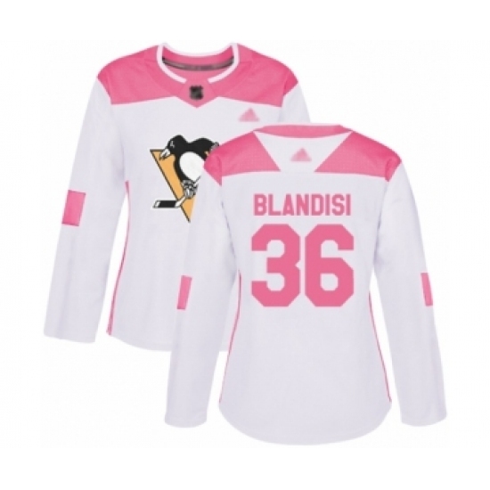 Women's Pittsburgh Penguins #36 Joseph Blandisi Authentic White Pink Fashion Hockey Jersey Women's Pittsburgh Penguins #36 Joseph Blandisi Authentic White Pink Fashion Hockey Jersey