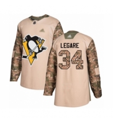 Men's Pittsburgh Penguins #34 Nathan Legare Authentic Camo Veterans Day Practice Hockey Jersey