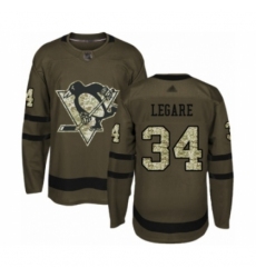 Men's Pittsburgh Penguins #34 Nathan Legare Authentic Green Salute to Service Hockey Jersey