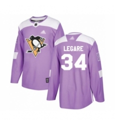 Men's Pittsburgh Penguins #34 Nathan Legare Authentic Purple Fights Cancer Practice Hockey Jersey