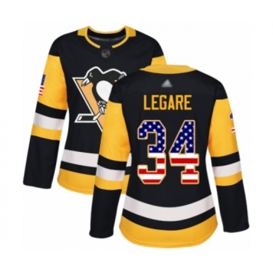 Women's Pittsburgh Penguins #34 Nathan Legare Authentic Black USA Flag Fashion Hockey Jersey Women's Pittsburgh Penguins #34 Nathan Legare Authentic Black USA Flag Fashion Hockey Jersey