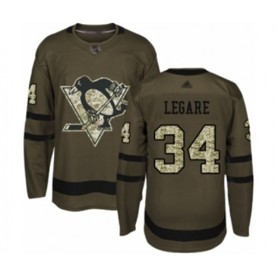 Youth Pittsburgh Penguins #34 Nathan Legare Authentic Green Salute to Service Hockey Jersey Youth Pittsburgh Penguins #34 Nathan Legare Authentic Green Salute to Service Hockey Jersey