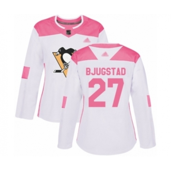 Women's Pittsburgh Penguins #27 Nick Bjugstad Authentic White Pink Fashion Hockey Jersey Women's Pittsburgh Penguins #27 Nick Bjugstad Authentic White Pink Fashion Hockey Jersey