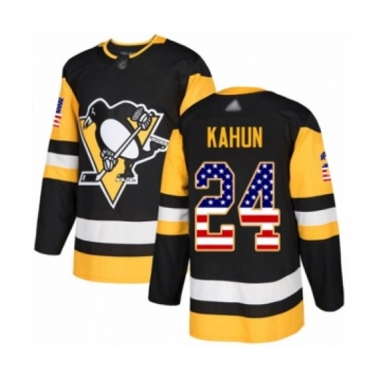 Men's Pittsburgh Penguins #24 Dominik Kahun Authentic Black USA Flag Fashion Hockey Jersey Men's Pittsburgh Penguins #24 Dominik Kahun Authentic Black USA Flag Fashion Hockey Jersey