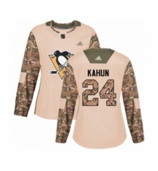 Women's Pittsburgh Penguins #24 Dominik Kahun Authentic Camo Veterans Day Practice Hockey Jersey
