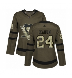 Women's Pittsburgh Penguins #24 Dominik Kahun Authentic Green Salute to Service Hockey Jersey