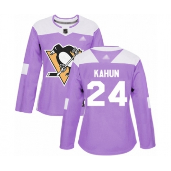 Women's Pittsburgh Penguins #24 Dominik Kahun Authentic Purple Fights Cancer Practice Hockey Jersey Women's Pittsburgh Penguins #24 Dominik Kahun Authentic Purple Fights Cancer Practice Hockey Jersey