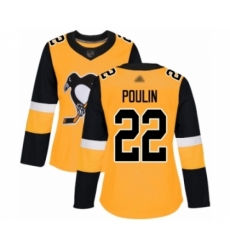 Women's Pittsburgh Penguins #22 Samuel Poulin Authentic Gold Alternate Hockey Jersey