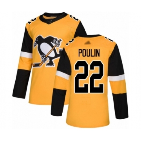Youth Pittsburgh Penguins #22 Samuel Poulin Authentic Gold Alternate Hockey Jersey Youth Pittsburgh Penguins #22 Samuel Poulin Authentic Gold Alternate Hockey Jersey