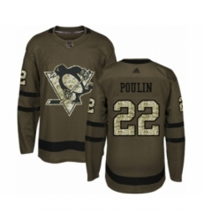 Youth Pittsburgh Penguins #22 Samuel Poulin Authentic Green Salute to Service Hockey Jersey