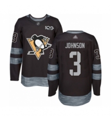 Men's Pittsburgh Penguins #3 Jack Johnson Authentic Black 1917-2017 100th Anniversary Hockey Jersey