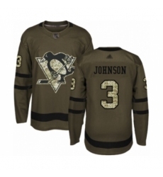 Men's Pittsburgh Penguins #3 Jack Johnson Authentic Green Salute to Service Hockey Jersey