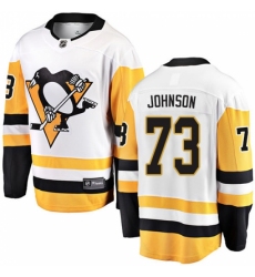 Men's Pittsburgh Penguins #73 Jack Johnson Authentic White Away Fanatics Branded Breakaway NHL Jersey
