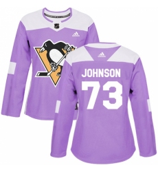 Women's Adidas Pittsburgh Penguins #73 Jack Johnson Authentic Purple Fights Cancer Practice NHL Jersey