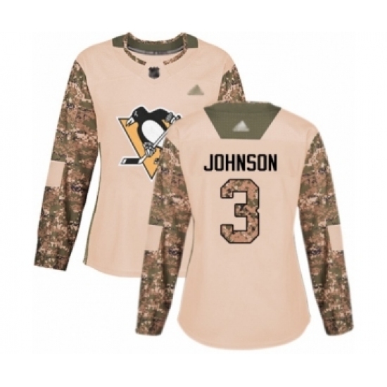 Women's Pittsburgh Penguins #3 Jack Johnson Authentic Camo Veterans Day Practice Hockey Jersey Women's Pittsburgh Penguins #3 Jack Johnson Authentic Camo Veterans Day Practice Hockey Jersey