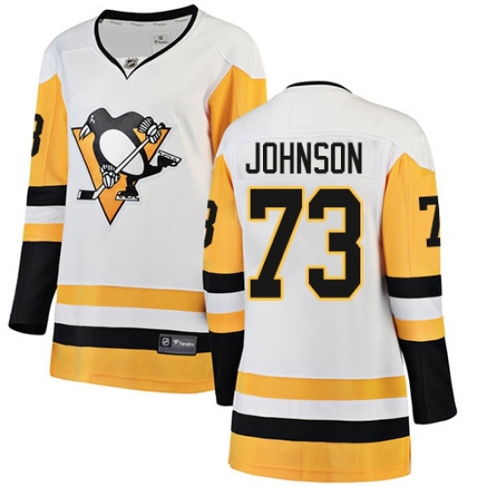 Women's Pittsburgh Penguins #73 Jack Johnson Authentic White Away Fanatics Branded Breakaway NHL Women's Pittsburgh Penguins #73 Jack Johnson Authentic White Away Fanatics Branded Breakaway NHL