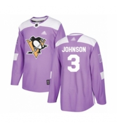Youth Pittsburgh Penguins #3 Jack Johnson Authentic Purple Fights Cancer Practice Hockey Jersey