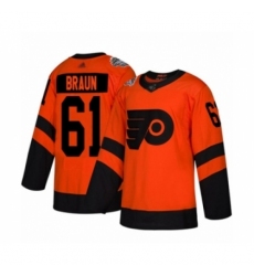 Men's Philadelphia Flyers #61 Justin Braun Authentic Orange 2019 Stadium Series Hockey Jersey