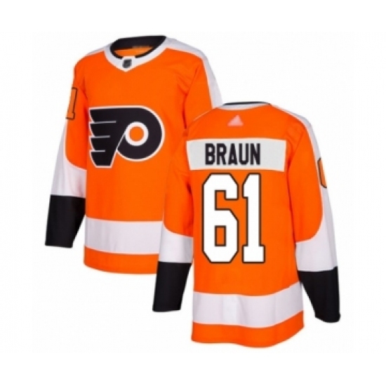 Men's Philadelphia Flyers #61 Justin Braun Authentic Orange Home Hockey Jersey Men's Philadelphia Flyers #61 Justin Braun Authentic Orange Home Hockey Jersey