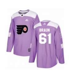Men's Philadelphia Flyers #61 Justin Braun Authentic Purple Fights Cancer Practice Hockey Jersey