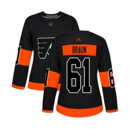 Women's Philadelphia Flyers #61 Justin Braun Premier Black Alternate Hockey Jersey Women's Philadelphia Flyers #61 Justin Braun Premier Black Alternate Hockey Jersey