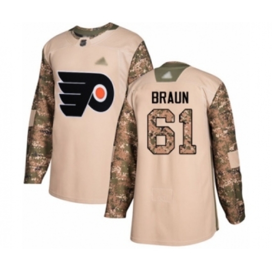Youth Philadelphia Flyers #61 Justin Braun Authentic Camo Veterans Day Practice Hockey Jersey Youth Philadelphia Flyers #61 Justin Braun Authentic Camo Veterans Day Practice Hockey Jersey