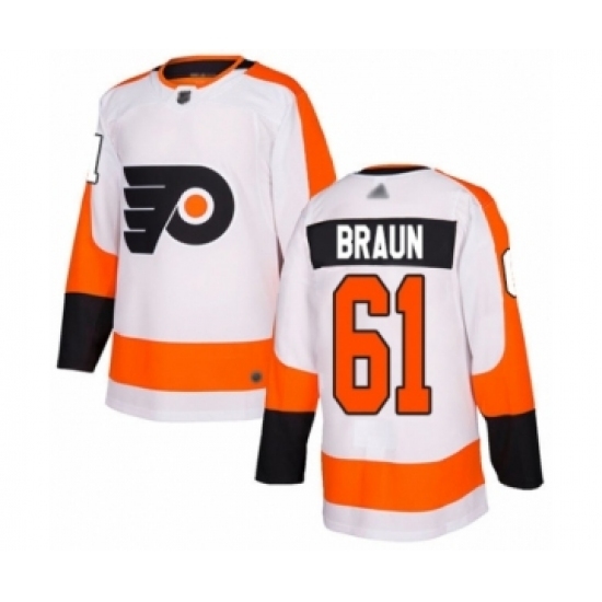 Youth Philadelphia Flyers #61 Justin Braun Authentic White Away Hockey Jersey Youth Philadelphia Flyers #61 Justin Braun Authentic White Away Hockey Jersey