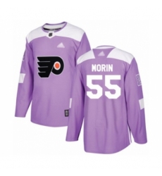 Men's Philadelphia Flyers #55 Samuel Morin Authentic Purple Fights Cancer Practice Hockey Jersey
