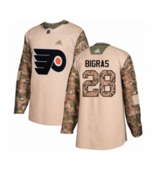 Men's Philadelphia Flyers #28 Chris Bigras Authentic Camo Veterans Day Practice Hockey Jersey