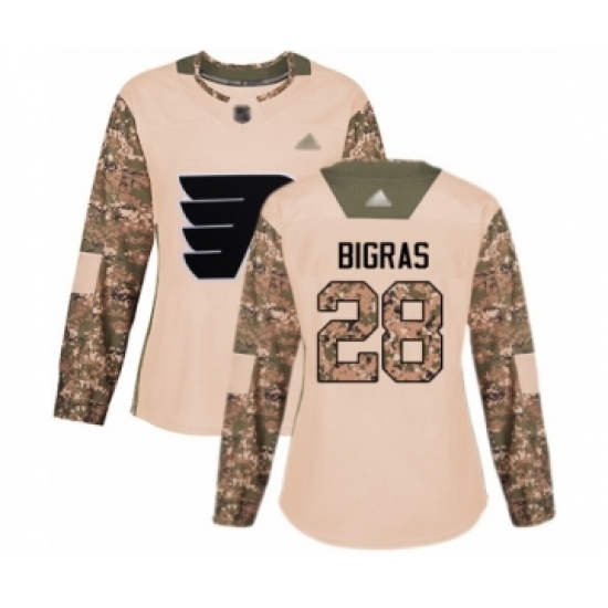 Women's Philadelphia Flyers #28 Chris Bigras Authentic Camo Veterans Day Practice Hockey Jersey Women's Philadelphia Flyers #28 Chris Bigras Authentic Camo Veterans Day Practice Hockey Jersey