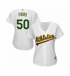 Women's Oakland Athletics #50 Mike Fiers Authentic White Home Cool Base Baseball Player Jersey