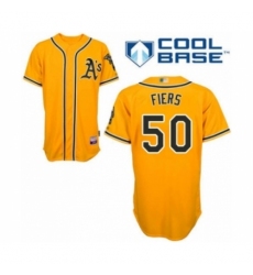 Youth Oakland Athletics #50 Mike Fiers Authentic Gold Alternate 2 Cool Base Baseball Player Jersey