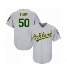 Youth Oakland Athletics #50 Mike Fiers Authentic Grey Road Cool Base Baseball Player Jersey
