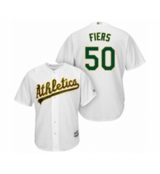 Youth Oakland Athletics #50 Mike Fiers Authentic White Home Cool Base Baseball Player Jersey