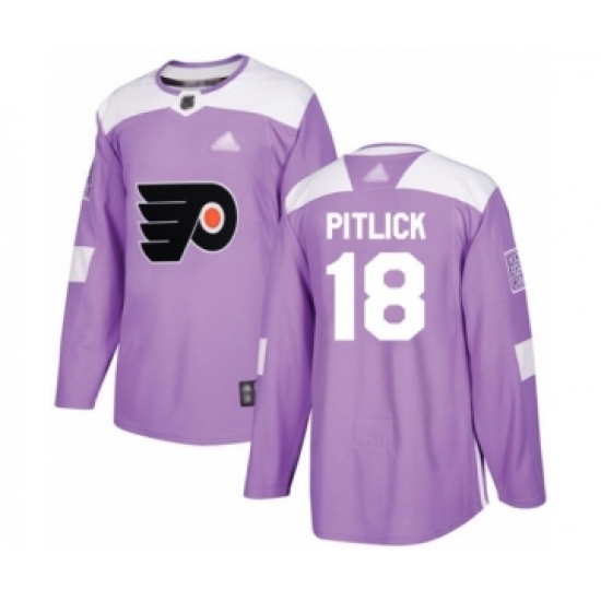 Men's Philadelphia Flyers #18 Tyler Pitlick Authentic Purple Fights Cancer Practice Hockey Jersey Men's Philadelphia Flyers #18 Tyler Pitlick Authentic Purple Fights Cancer Practice Hockey Jersey