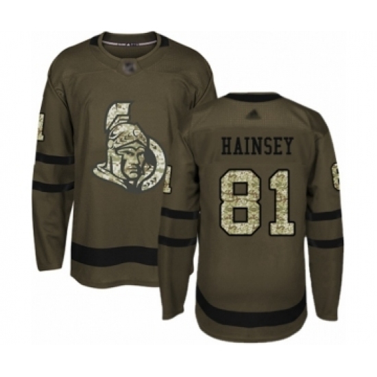 Men's Ottawa Senators #81 Ron Hainsey Authentic Green Salute to Service Hockey Jersey Men's Ottawa Senators #81 Ron Hainsey Authentic Green Salute to Service Hockey Jersey