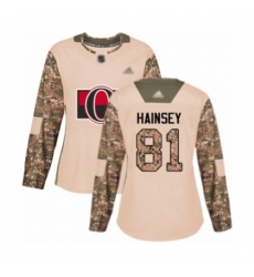 Women's Ottawa Senators #81 Ron Hainsey Authentic Camo Veterans Day Practice Hockey Jersey