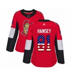 Women's Ottawa Senators #81 Ron Hainsey Authentic Red USA Flag Fashion Hockey Jersey
