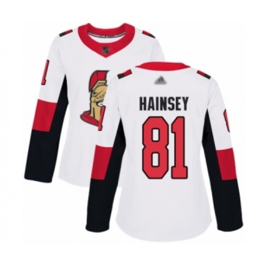 Women's Ottawa Senators #81 Ron Hainsey Authentic White Away Hockey Jersey Women's Ottawa Senators #81 Ron Hainsey Authentic White Away Hockey Jersey
