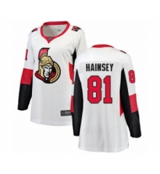 Women's Ottawa Senators #81 Ron Hainsey Fanatics Branded White Away Breakaway Hockey Jersey