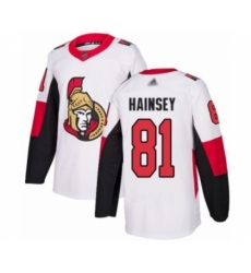 Youth Ottawa Senators #81 Ron Hainsey Authentic White Away Hockey Jersey
