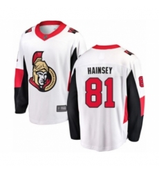 Youth Ottawa Senators #81 Ron Hainsey Fanatics Branded White Away Breakaway Hockey Jersey
