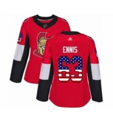 Women's Ottawa Senators #63 Tyler Ennis Authentic Red USA Flag Fashion Hockey Jersey