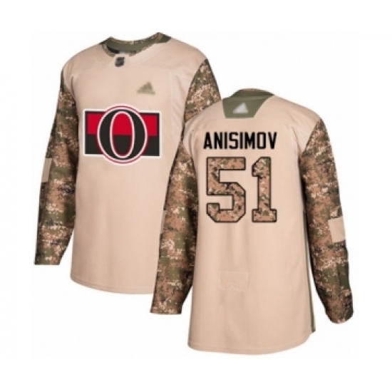 Men's Ottawa Senators #51 Artem Anisimov Authentic Camo Veterans Day Practice Hockey Jersey Men's Ottawa Senators #51 Artem Anisimov Authentic Camo Veterans Day Practice Hockey Jersey