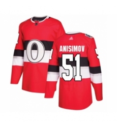 Men's Ottawa Senators #51 Artem Anisimov Authentic Red 2017 100 Classic Hockey Jersey